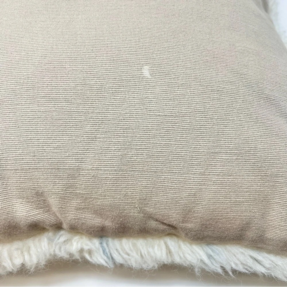 Pottery Barn Blue Wool Striped Accent Pillow Cream and Light Blue Cozy Serene